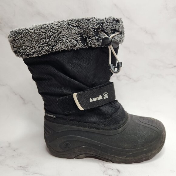 Kamik Black Snowboots Snow Boots Winter Rain Waterproof Boys Youth 1 - Picture 1 of 9